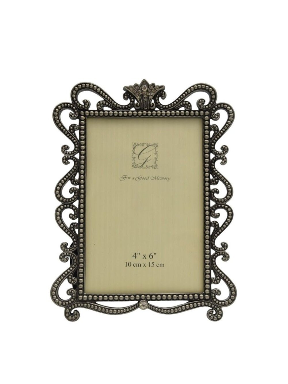 Vintage Ornate Rhinestone Picture Frame 4x6 Baroque Scroll Tabletop Decor